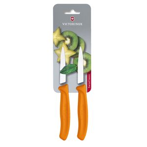 Cuchillos para verdura Swiss Classic color naranja, en blister. Hoja 8 cm. Victorinox