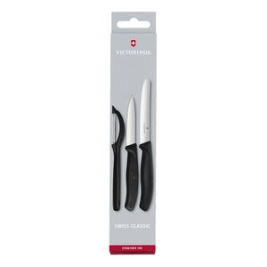 Set de cuchillos mondadores Swiss Classic con pelador, 3 piezas color negro Victorinox