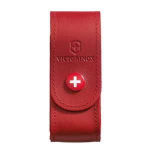Estuche de cuero color rojo para cinturón, con botón a presión. Tamaño 10x4x3,5 cm