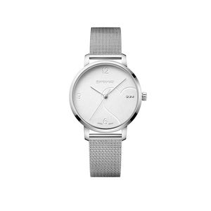 Reloj Metropolitan Donnissima correa mesh color plata, dial blanco, Wenger