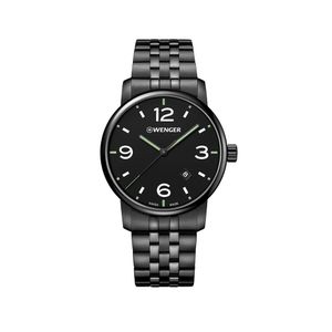 Reloj Urban Metropolitan correa de acero inoxidable color negro, dial negro, Wenger