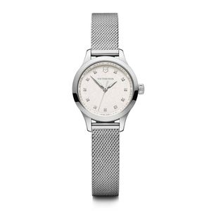 Reloj Alliance XS correa mesh plata, dial blanco con cristales Swarovski, Victorinox