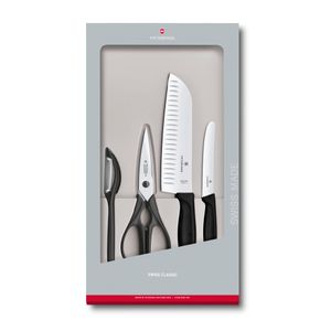 Set de cuchillos de cocina Swiss Classic, 4 piezas, color negro, Victorinox