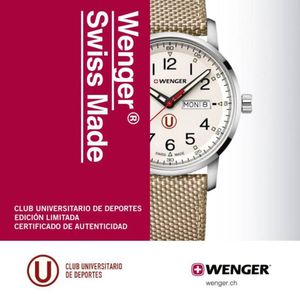 Reloj Attitude correa sintética color beige, dial beige logo Universitario, Wenger