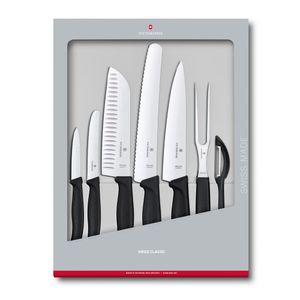 Set de cuchillos Swiss Classic, 7 piezas, color negro, Victorinox