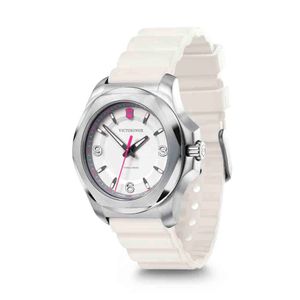 Reloj I.N.O.X. V correa de caucho blanco, dial blanco, caja color acero, Victorinox