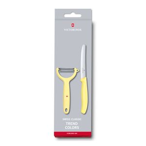 Set de cuchillo de verdura Swiss Classic Trend Colors con pelador, 2 piezas, color amarillo, Victorinox