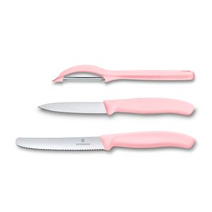 Set de cuchillos mondadores Swiss Classic Trend Colors con pelador, 3 piezas, color rosa, Victorinox
