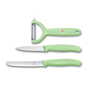Set de cuchillos mondadores Swiss Classic Trend Colors con pelador, 3 piezas, color verde, Victorinox