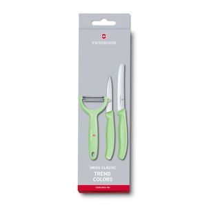 Set de cuchillos mondadores Swiss Classic Trend Colors con pelador, 3 piezas, color verde, Victorinox