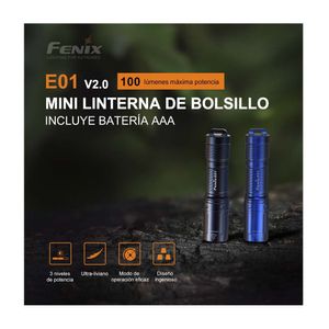 Linterna LED E01 Versión 2.0 color negro - Everyday carry, Fenix