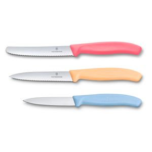 Set de cuchillos mondadores Swiss Classic Trend Colors, 3 piezas multicolor Rojo Naranja Azul, Victorinox