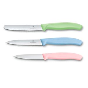 Set de cuchillos mondadores Swiss Classic Trend Colors, 3 piezas multicolor Verde Azul Rosa, Victorinox