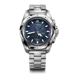 Reloj I.N.O.X. Chrono 43, correa de acero inoxidable, dial color azul, Victorinox